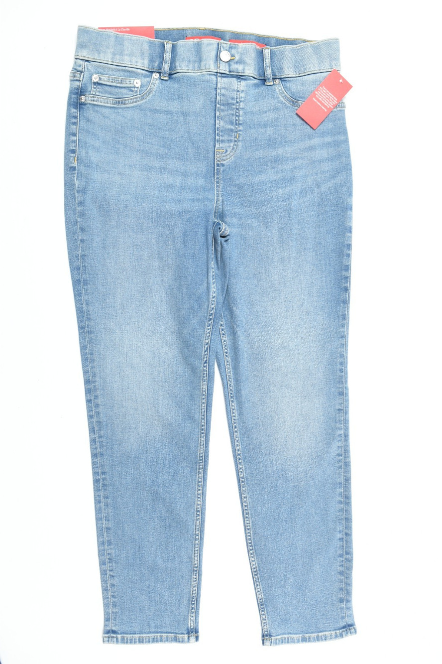 SPANX Pull-On Ankle Skinny Jeans Womens Large Antique Indigo Blue High-Rise